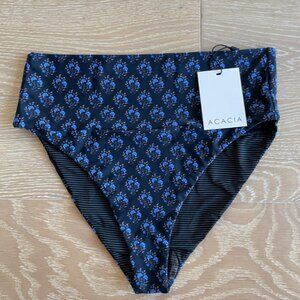 NWT ACACIA SWIMWEAR echo high waist bikini bottom in WISTERIA print in size M